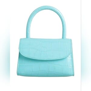 BY FAR Mini Elegant Blue Croc-Embossed Handbag NWT